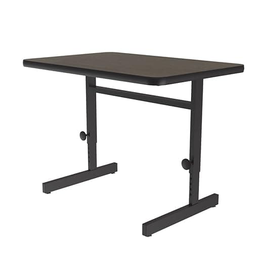 Correll 24"x48" Computer Desk, Height Adjustable (21"-29") Walnut Thermal Fused Laminate Top, Classroom Workstation, Steel Frame, Tamper Resistant, Made in The USA