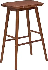 JONATHAN Y Peroni Saddle Backless Bar Stool, 30.5", Chestnut Brown