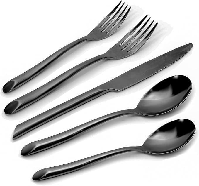 Matte Black 20-Piece Silverware Set, Stainless Steel Flatware Set, Cutlery Set Matte Finishing Dishwasher Safe, Service for 4