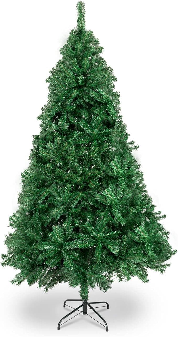 Bonnlo Upgraded Full 7 Feet Unlit Artificial Full 1100 Tips Branches Christmas Pine Tree with Sturdy Metal Legs