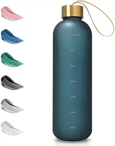 Opard 32oz Motivational Water Bottle with Time Marker to Drink, Reusable Plastic Bottle with BPA Free Tritan for Gym and Sports