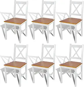 vidaXL Dining Chairs 6 pcs White Pinewood