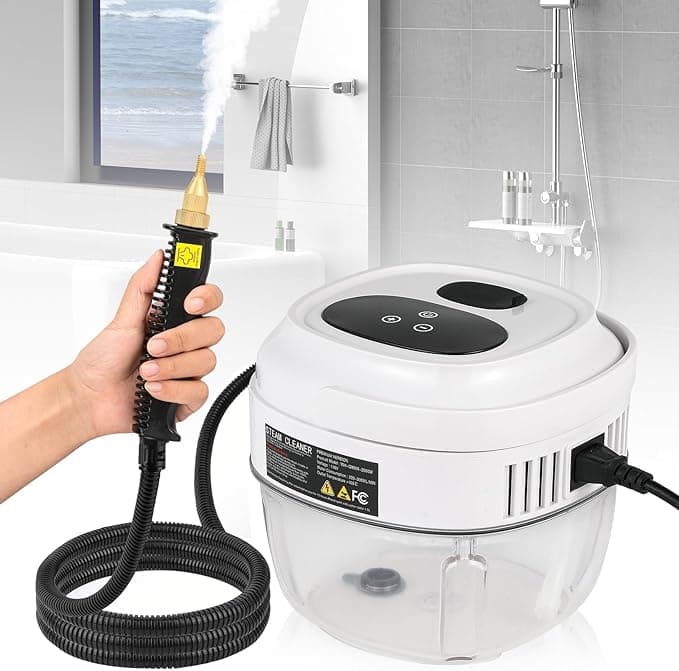 Moongiantgo Handheld Steam Cleaner 2500W High Pressure 1.5L Steamer for Cleaning, Portable Steam Cleaner for Home Kitchen Bathroom, Steam Cleaner for Car Detailing Grout Tile (White)