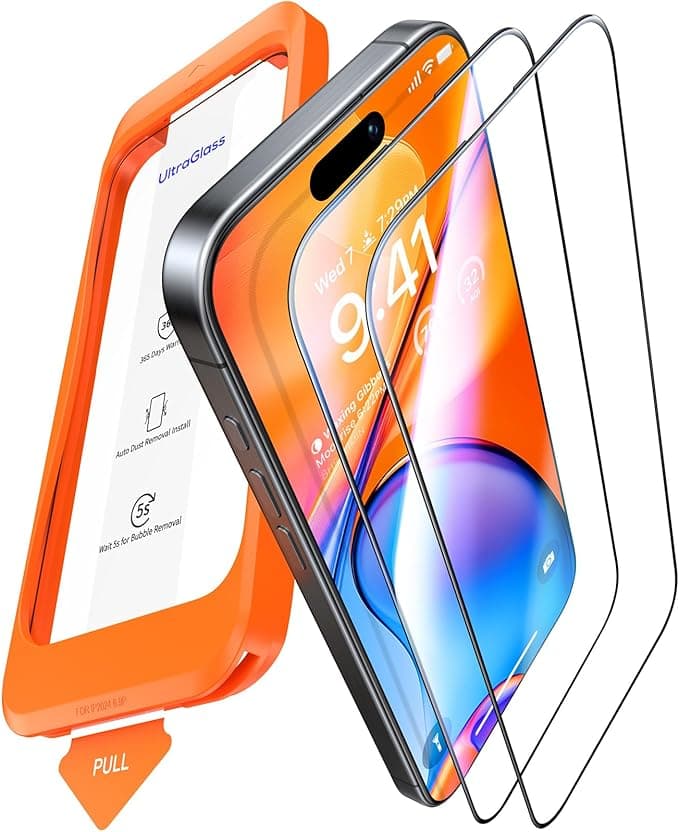 UltraGlass Unbreak Top 9H+ Glass for iPhone 16 Pro Screen Protector 6.3" (12FT Military Grade Shatterproof) Screen Protector 16 Pro Tempered Glass (Longest Durable) Full Coverage 16Pro, 2 Pack