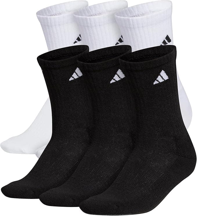 adidas mens Athletic Cushioned Crew Socks With Arch Compression for a Secure Fit (6-pair)