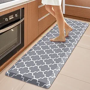 WISELIFE Kitchen Runner Rugs Anti-Fatigue mats - 4/5 Inch Non Slip Waterproof Ergonomic Comfort Mat for Kitchen, Floor Home, Office, Sink, Laundry (17.3"x 60",Grey)