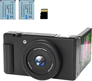 5K Digital Camera for Photography with Sony Sensor, 80MP Vlogging Camera for YouTube with 2-Axis Fully Articulated Screen, Autofocus Point and Shoot Camera, 16X Digital Zoom, 2 Batteries, Black