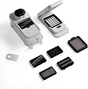 CAROTE Mandoline Slicer Vegetable Chopper with Container, Food Chopper Vegetable Cutter, Cheese Graters, Dicer for Kitchen, BPA-Free Kitchen Gadgets with Safety Holder