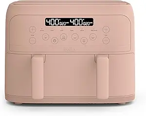 bella 4 Qt TriZone Air Fryer, EverGood™ Ceramic Nonstick Coating, Dual Basket Design w Removable Divider, Digital Touchscreen Control w 6 Preset Cooking Options, 1200 Watt, 3lb Capacity, Blossom