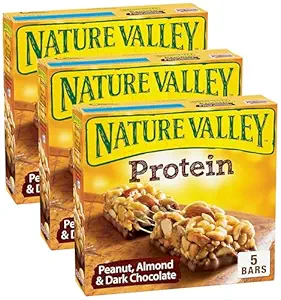 Nature Valley Chewy Protein Granola Bars, Peanut Almond Dark Chocolate, 5 Bars, 7.1 OZ (Pack of 3)