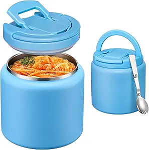 Soup Thermo for Hot Food Kids 25.5oz Lunch Containers with Buckle Lid Wide Mouth Hot Food Jar Vacuum Insulated Stainless Steel Bento Box Leakproof with Spoon(Blue)
