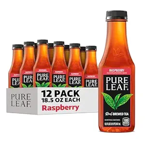Pure Leaf Iced Tea, Raspberry, Real Brewed Tea, 18.5 Fl Oz Bottles (Pack of 12)