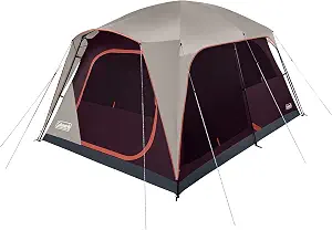 Coleman Skylodge Camping Tent 8/10/12 Person Weatherproof Family Tent with Convertible Screen Room Color-Coded Poles Room Divider Rainfly and Storage Pockets Fits Multiple Queen-Sized Airbeds