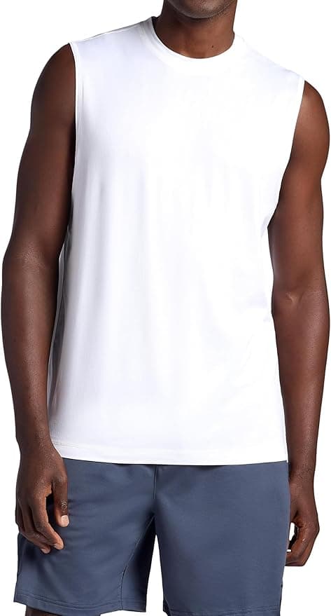 Gaiam Mens Everyday Basic Muscle Tank Top, Standard Fit, Stretch Midweight Material