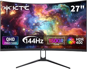 KTC H27S5C 27 Inch Curved Gaming Monitor, 1440P QHD 144Hz Monitor, HDR 400 | 2560x1440 120Hz Curve Monitors, 1500R HVA Panel, Adaptive Sync, 400nits, 129%sRGB, HDMI DP, Eye Care VESA 100x100 Mount