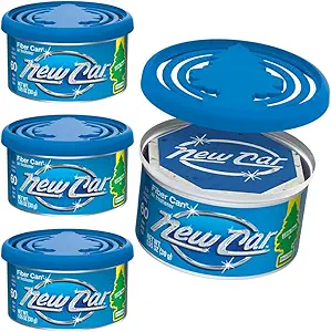 LITTLE TREES Car Air Freshener | Fiber Can Provides Long Lasting Scent for Auto or Home | Recycled Fiber | New Car Scent, 4 Air Fresheners