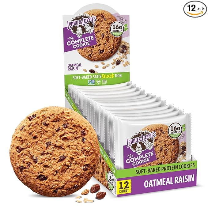 Lenny &amp; Larry's The Complete Cookie, Oatmeal Raisin, 16g Plant Protein, Vegan, Non-GMO, 4 Ounce (Pack of 12)