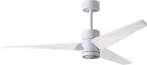 Matthews SJ-WH-MWH-60 Super Janet Damp Rated 60" Ceiling Fan with LED Light and Remote & Wall Control, Silent DC Motor, 3 Solid Wood Blades, Gloss White with Matte White