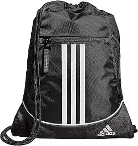 adidas Alliance Sackpack – Drawstring Backpack for Sports, Small Gym Bag, Black/2, OSFA