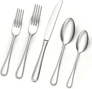 BEWOS 20 Piece Stainless Steel Silverware Set - Service for 4 Mirror Polished Flatware Set, Knife Fork Spoon Combination, Silverware Set for Home and Restaurant Use, Dishwasher Safe