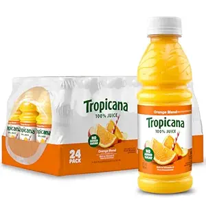 Tropicana 100% Juice Orange Blend, Single Serve, 10 fl oz Bottles (Pack of 24) - Real Fruit Juice, Vitamin C Rich, No Added Sugars, No Artificial Flavors