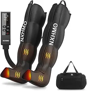 Leg Massager with Heat and Compression, Foot Massager for Circulation and Pain Relief, Sequential Air Compression Boots Recovery System with 9 Intensities 6 Modes,3 Heating for Athletes