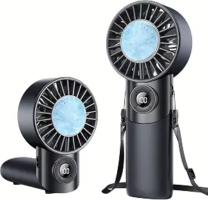Portable Handheld Fan with Semiconductor Ice Cooling, 5 Seconds Cool Down | 4000mAh Handheld Fan/Table Fan/Neck fan 3 In 1, Rechargeable 10500 RPM Turbo cooling fan for Outdoor,Office,Camping,Travel