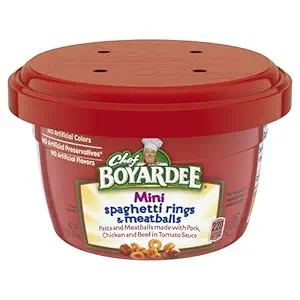 Chef Boyardee Mini Spaghetti Rings and Meatballs, Microwave Food, 7.5 OZ Microwaveable Bowl (12 Bowls)