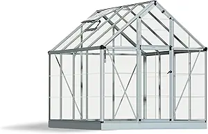 Palram - Canopia Snap & Grow 6 Ft. x 8 Ft. Greenhouse Kit Hobby DIY Walk in Green House Heavy Duty Polycarbonate, Aluminium Frame, with Lockable Door and Vent for Outdoors, Garden, Backyard in Silver