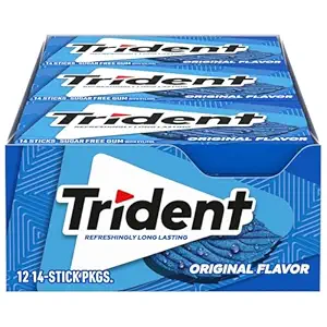 Trident Original Sugar Free Gum, 12 Packs of 14 Pieces (168 Total Pieces)