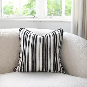 Juto Boho Striped Throw Pillow Covers 18x18 inch, Knitted Woven Modern Decorative Cushion Covers for Couch Sofa Bed Living Room, Black-White, Pack of 1