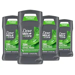 Dove Men+Care Antiperspirant Deodorant Stick for Men 4 Count Extra Fresh with 72-hour Sweat & Odor Protection with 1/4 Moisturizing Cream & Long-lasting Citrus scent 2.7 oz