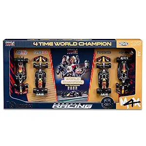 Bburago 1:43 Race Formula Oracle Red Bull 4-Time World Champion, Verstappen, 4 Piece Set by Bburago
