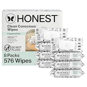 The Honest Company Hypoallergenic Multi-Use Baby Wipes for Sensitive Skin Baby Pattern Play 576 Count