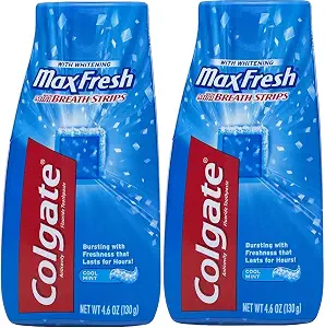 Colgate Max Fresh Liquid Toothpaste with Mini Breath Strips, Cool Mint, 4.6 oz (Packaging May Vary) (Pack of 2)