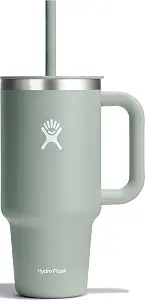 Hydro Flask Travel Tumbler with Handle, Lid and Straw - Insulated Stainless Steel in 32 Oz Agave