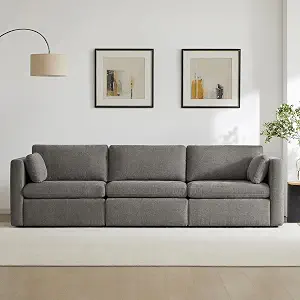 CHITA 112" Modular Sectional Sofa, 3 Seat Modular Couch, Grey