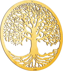 ZenVizion 13.5" Gold Tree of Life Wall Decor, Sacred Geometry Wall Art Yoga Decor, Wooden Art Symbol, Meditation Decor, Spiritual Decor, Housewarming Gift