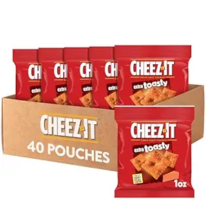 Cheez-It Cheese Crackers, Baked Snack Crackers, Single Serve, Extra Toasty (40 Pouches)