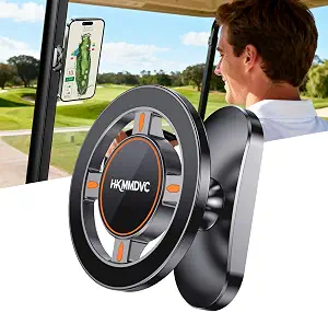 All-Alloy Magnetic Golf Cart Phone Holder, 2026 Upgraded 360° Adjustable Golf Cart Accessories Compatible with MagSafe iPhone 17-12 Fits EZGO Club Car Yamaha, Golf Gifts for Men Him Father