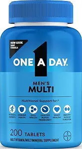 One A Day Multivitamin for Men - Daily Mens Multivitamins with Vitamin D, Zinc, Folic Acid, and B Vitamins, Physical Energy Support, 200 Count