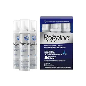 Men's Rogaine 5% Minoxidil Topical Foam, Unscented, 3 Mo Supply, 3x 2.11 Oz