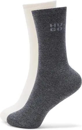HUGO, 2-Pack Regular Length Logo Socks, Slate Granite/Oat Milk, 6-9