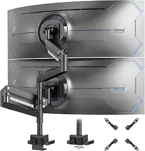 24-57 inch Dual Vertical Monitor Mount, Weight up to 59.4 lbs, Black | Premium Aluminum, Extra Tall/Wide Adjustable, Heavy Duty Desk Monitor Arm for 2 Monitors, VESA 75x75-200x200 mm