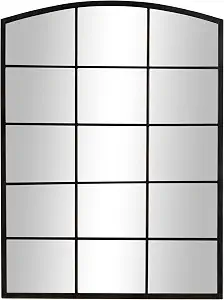 deco 79 Metal Room Wall Mirror Arched Window Pane Inspired Entryway Mirror with Black Frame, Wall Mounted Mirror 30" x 1" x 40", Black
