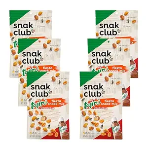 Snak Club Tajin Fiesta Snack Mix, Peanuts, Crunchy Peanuts, Toasted Corn, and Pepitas with Chili and Lime Seasoning, Mild, 4 oz Resealable Bags, 6 Pack