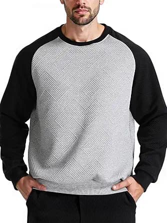 Men's Crewneck Pullover Sweatshirt Soild Color Geometric Texture Crewneck Sweatshirts