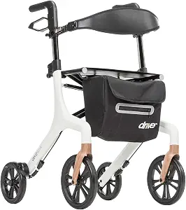 Drive Medical AeroWalk Ultra-Lite Rollator, 15.2 lb, 23" Seat Height, White | Lightweight AeroWalk Rollator Folds for Easy Storage and Includes Comfortable Seat for Rest Stops on the Go, 23" Seat Height