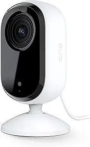 Arlo Essential Security Camera 2K | Indoor Only| 2nd Gen | Baby Monitor & Pet Camera | Wired Automated Privacy Shield, 2-Way Audio, Night Vision, Live Stream, Motion Alerts & Notifications White,1 Cam