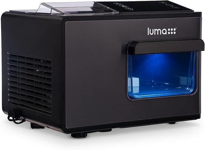 Luma Nugget Countertop Ice Maker, 44 lbs in 24 Hours, Black Stainless Steel Ice Machine, Perfect for Home Bar, Kitchen Countertop, RV, Home Office